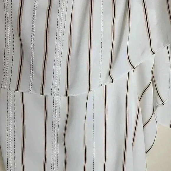 WHITE HOUSE BLACK MARKET Off The Shoulder Stripe‎ Blouse Size XS Top Shirt EUC - Picture 9 of 9